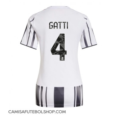 Camisa de time de futebol Juventus Federico Gatti #4 Replicas 1º Equipamento Feminina 2025-26 Manga Curta Camisa de time de futebol Juventus Federico Gatti #4 Replicas 1º Equipamento Feminina 2025-26 Manga Curta